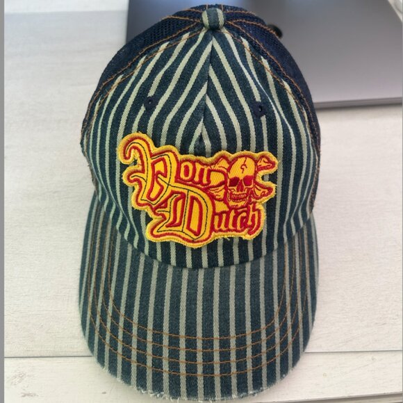 VON DUTCH Snapback Striped Skull Logo Vintage Trucker Hat - Picture 1 of 4